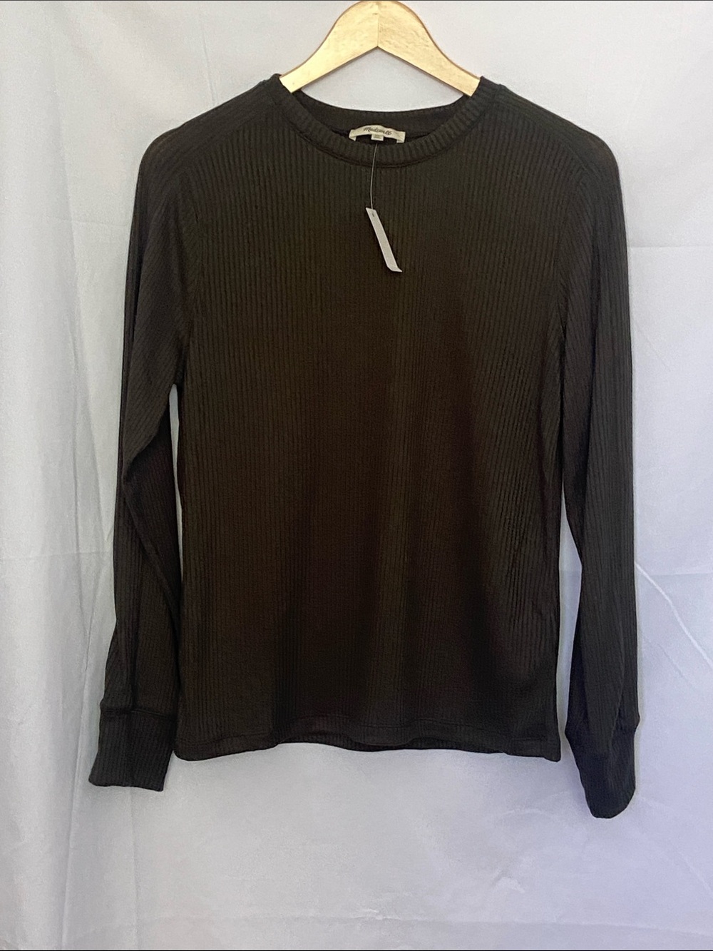 Madewell Olive Ribbed Crewneck Sweater